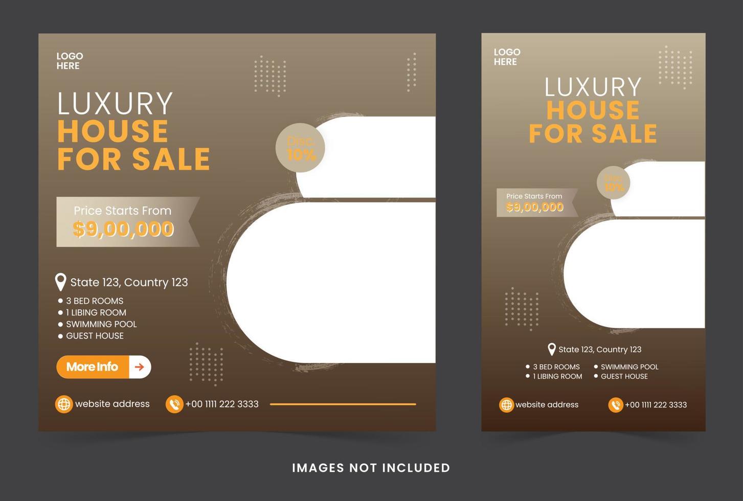 social media banner post estate with gradient and luxury style for advertising or marketing vector
