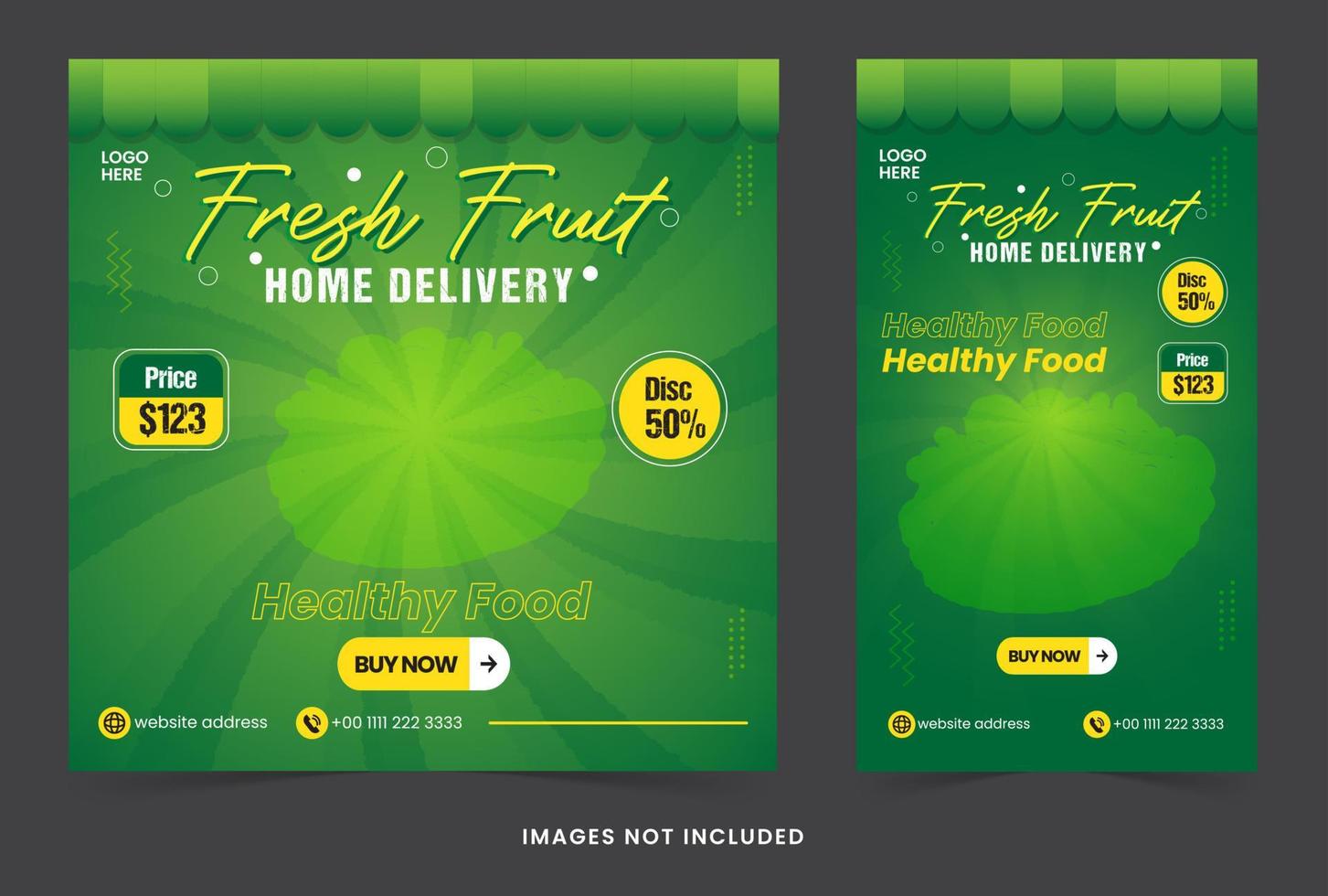 social media banner post fruit with elegant and fresh style template for marketing and advertising vector