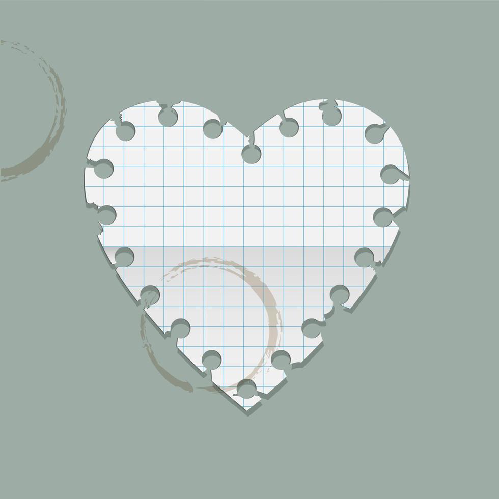 Heart paper note with coffee stains vector