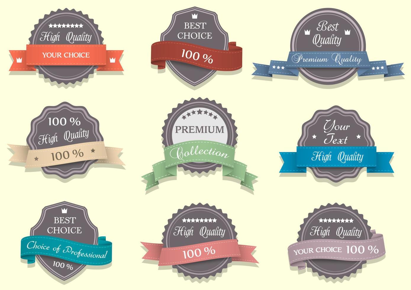 Nine Premium Quality labels vector
