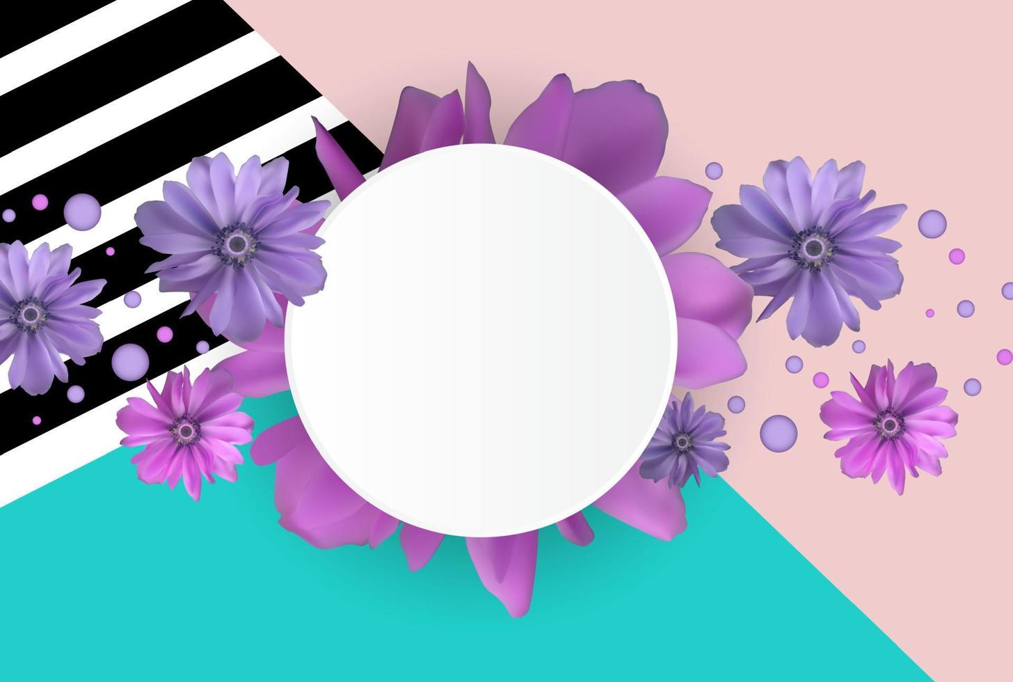Abstract Flower Background Template with Empty Frame. Vector Illustration