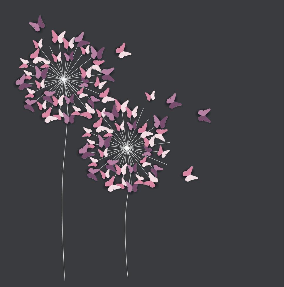 Abstract Paper Cut Out Butterfly Flower Background. Vector Illustration