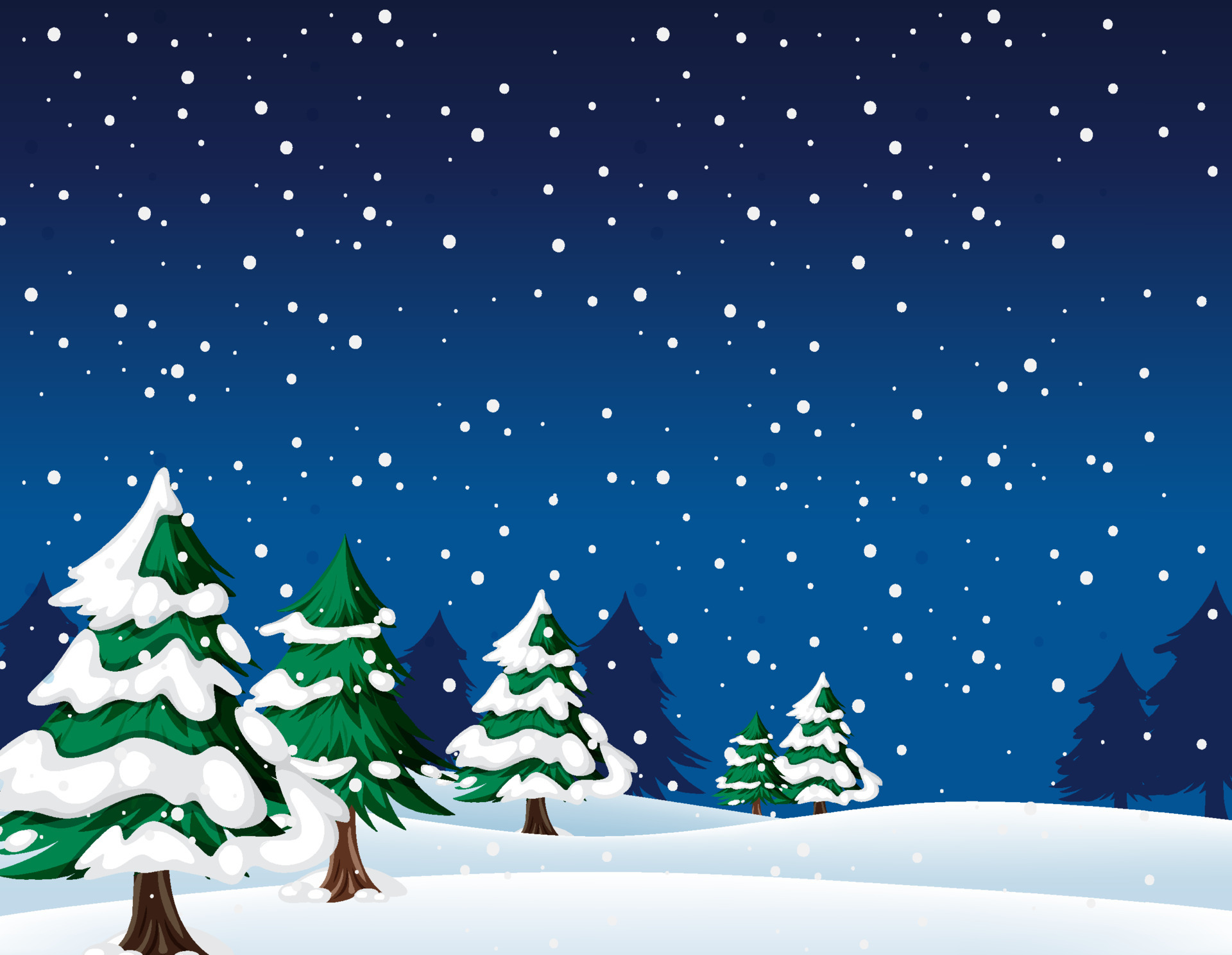 Snow falling at night background with Christmas tree 4491470 Vector Art at  Vecteezy