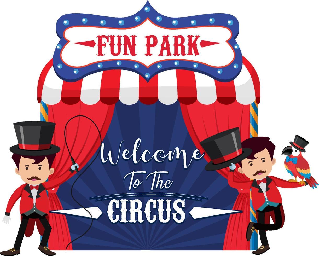 Welcome to the circus banner with magician man vector
