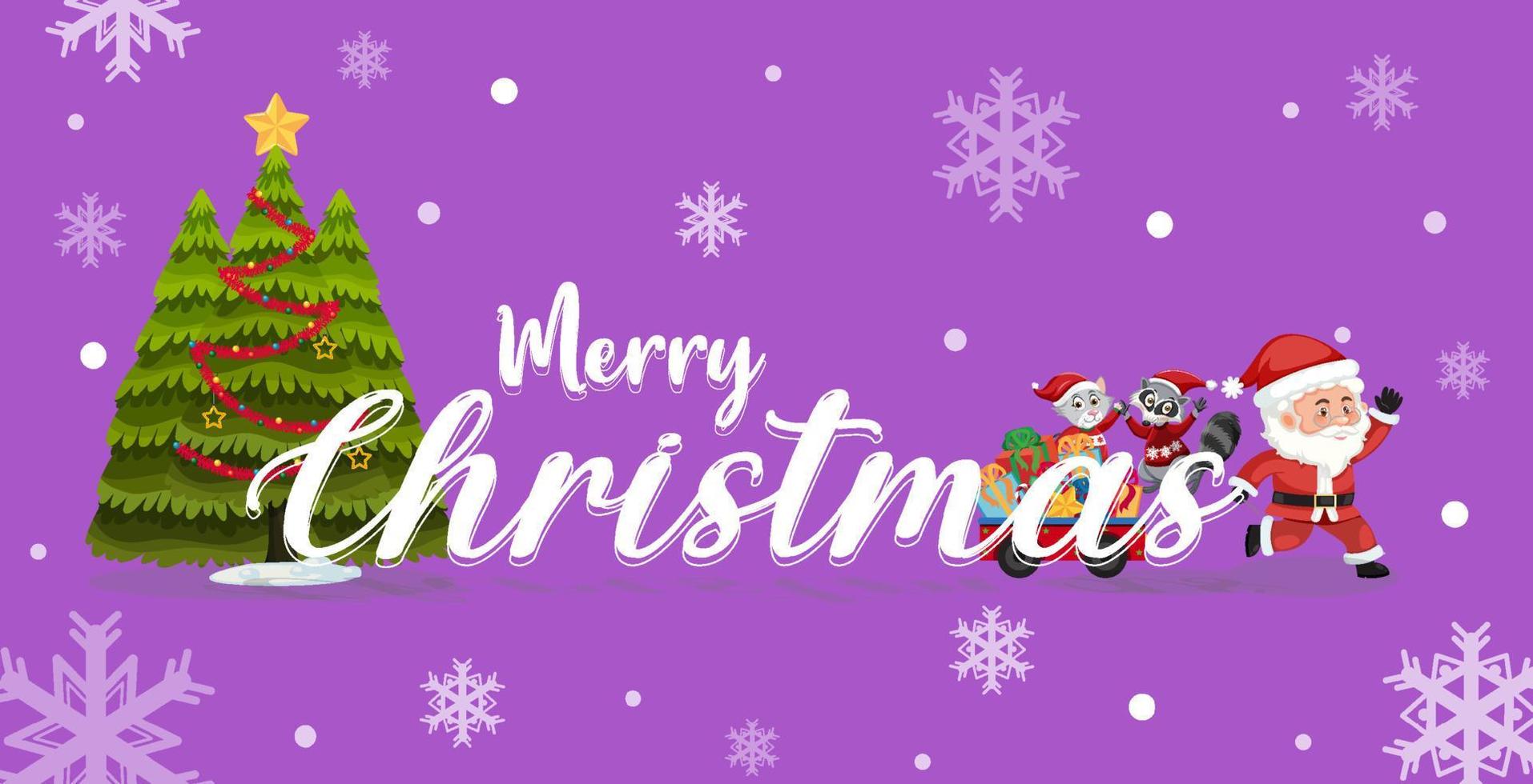 Merry Christmas banner with cute santa claus cartoon vector