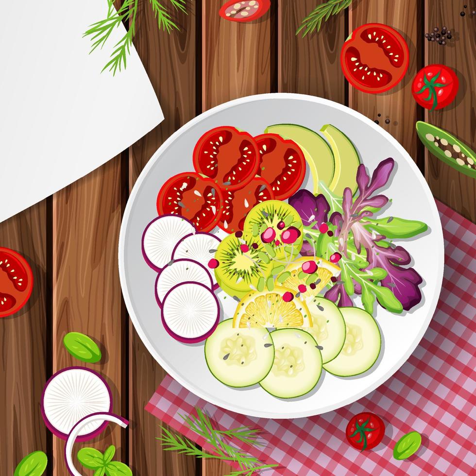 Healthy meal with fresh vegetable salad bowl vector