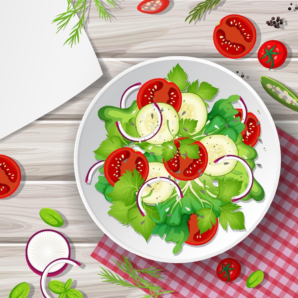 Healthy meal with fresh vegetable salad bowl vector