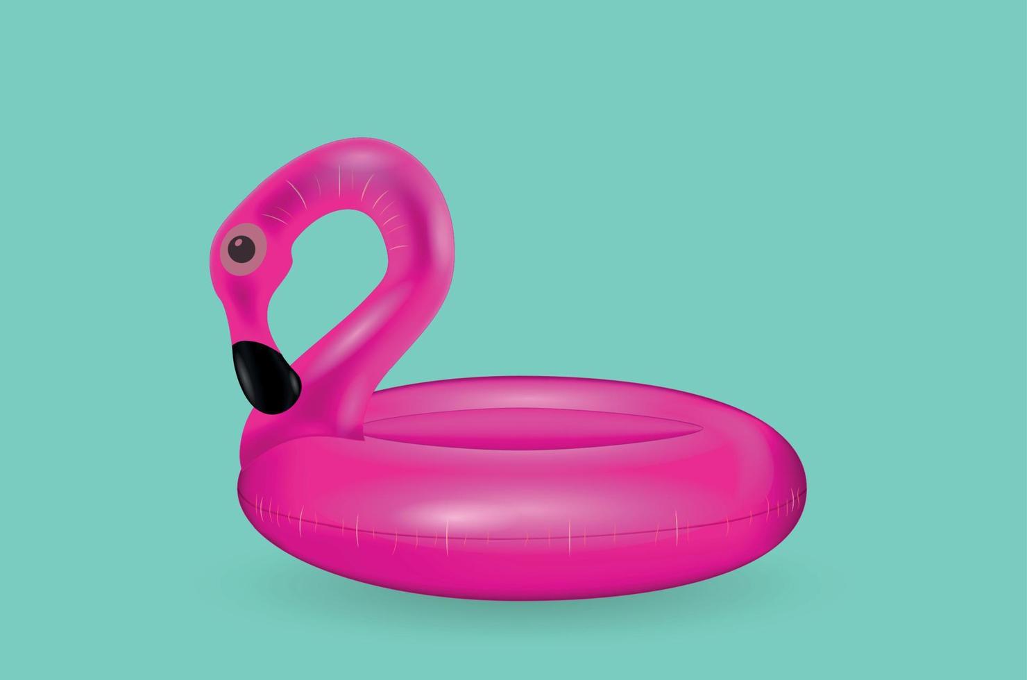 Inflatable circle for swimming and relaxing at sea pink flamingo inflatable. Vector Illustration