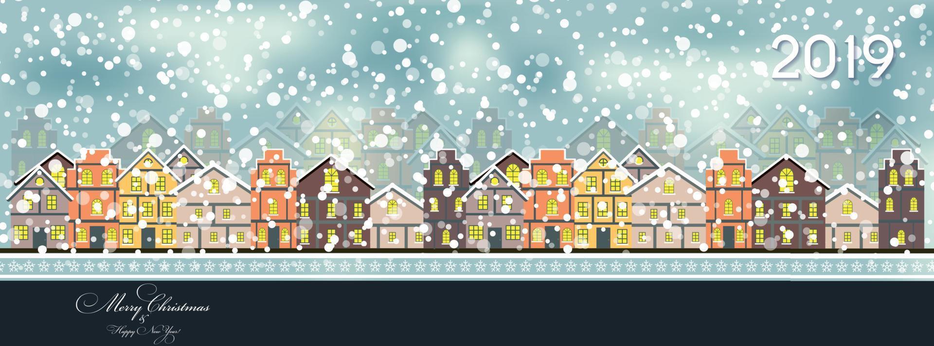 2019 Happy New Year and Marry Christmas Background. Vector Illustration