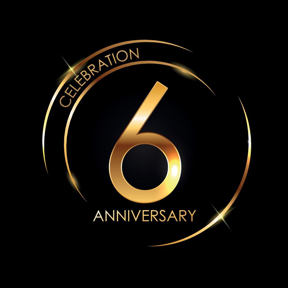 plantilla logo 6 años aniversario vector illustration