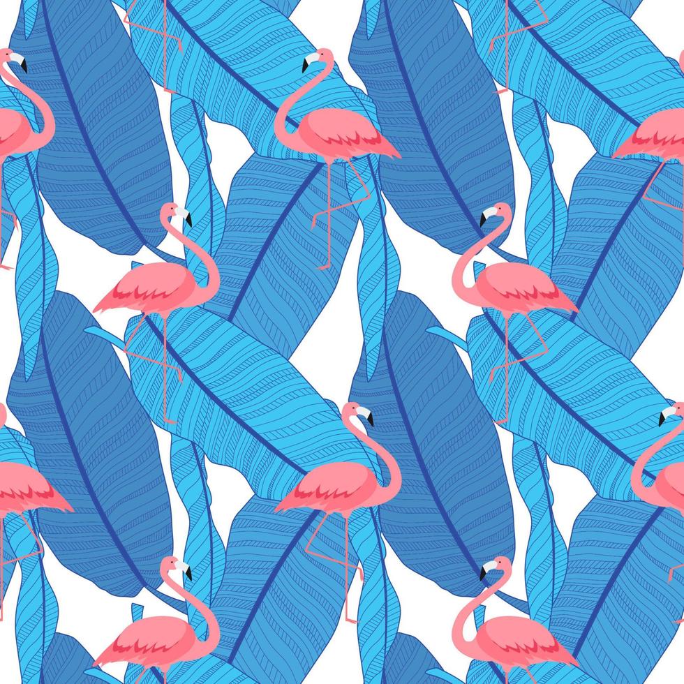 Colorful Pink Flamingo Seamless Pattern Background. Vector Illustration
