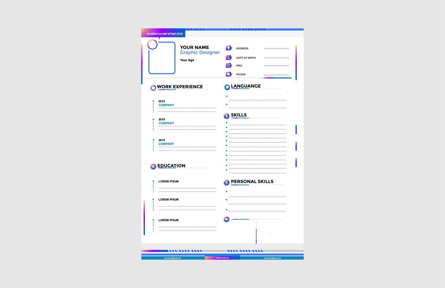 curriculum vitae portafolio mi ... vector