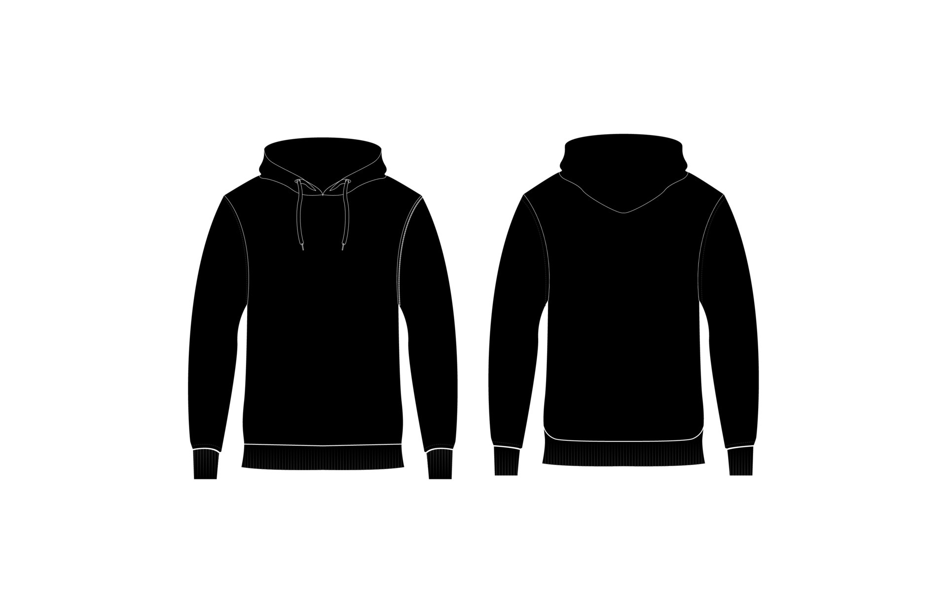 Hoodie Sweatshirt Black Front... 4491934 Vector Art at Vecteezy