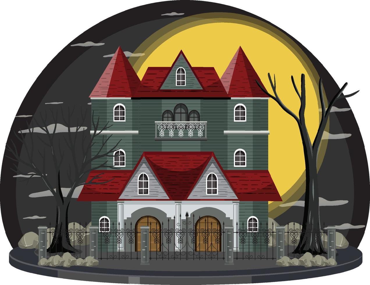 Haunted house at night scene vector