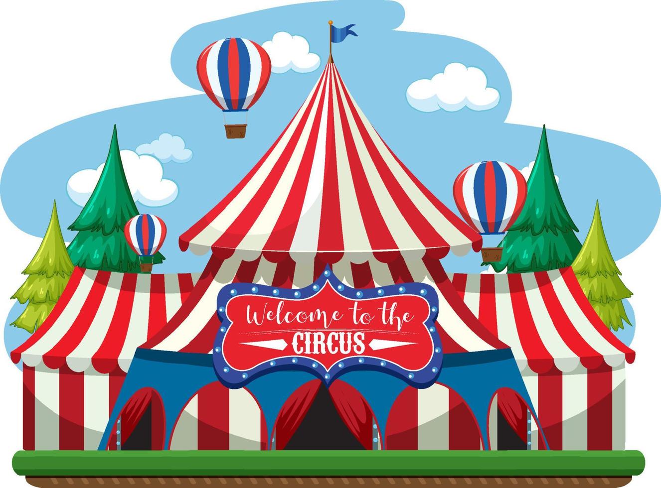 Circus dome at amusement park on white background vector