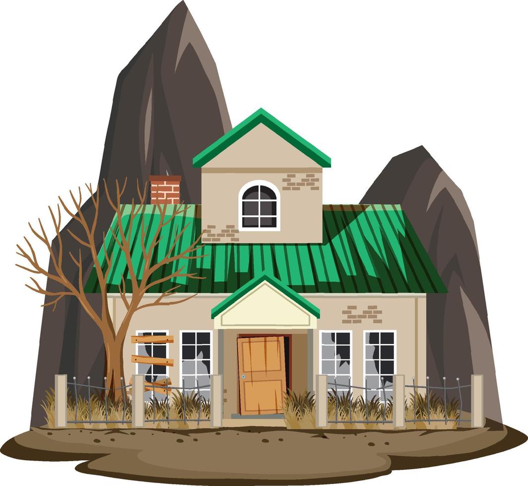 Isolated old broken house in the rural vector