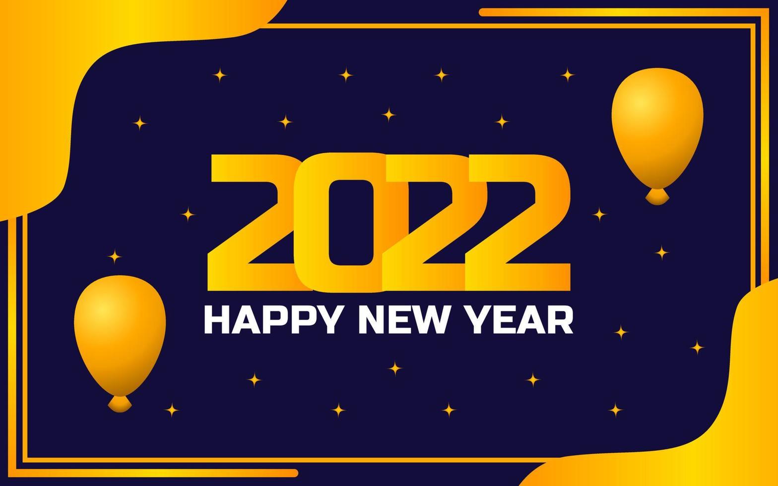 Diseño de saludo de año nuevo 2022 sobre fondo azul. diseños para plantillas de saludo y banner. vector