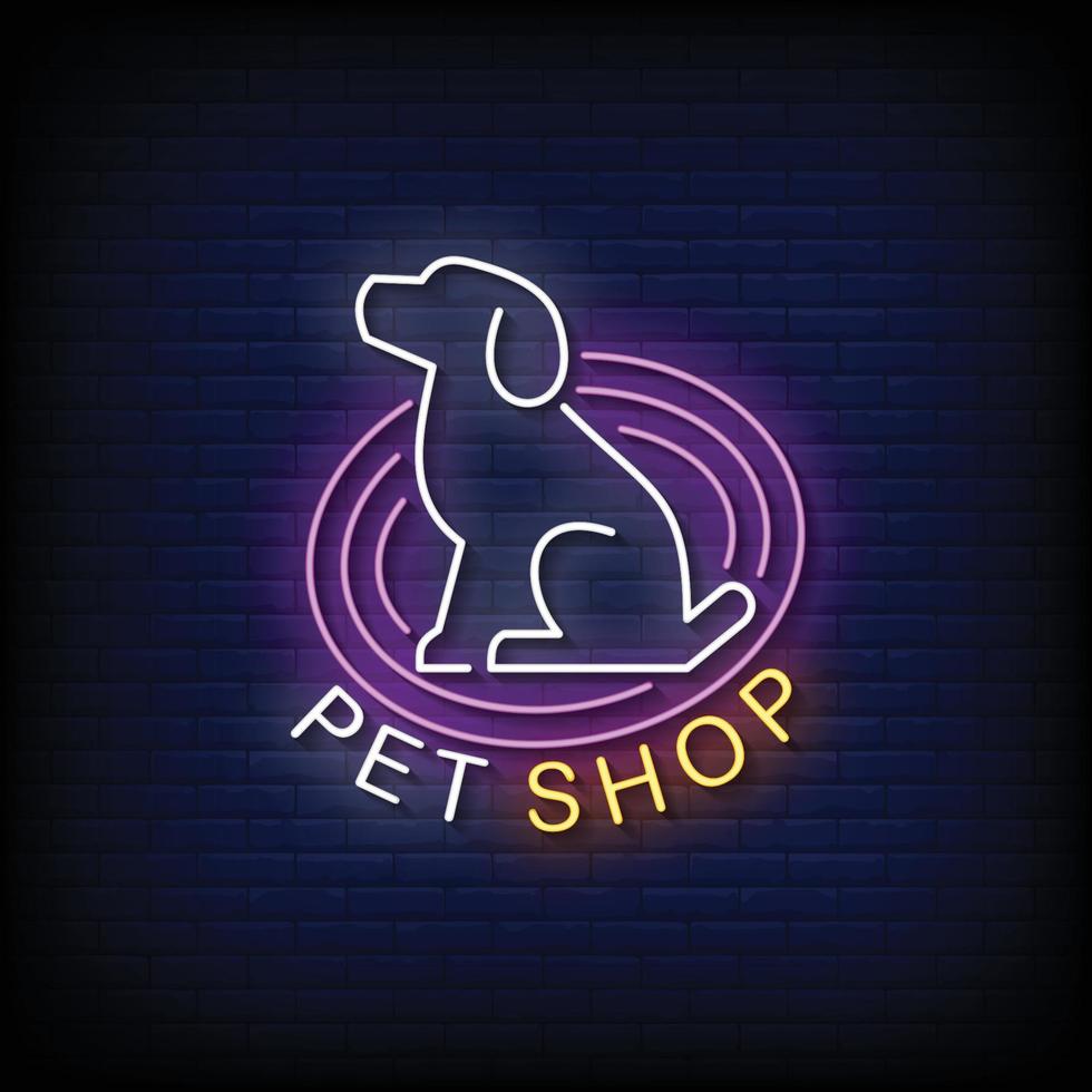 Pet Shop Neon Signs Style Text Vector