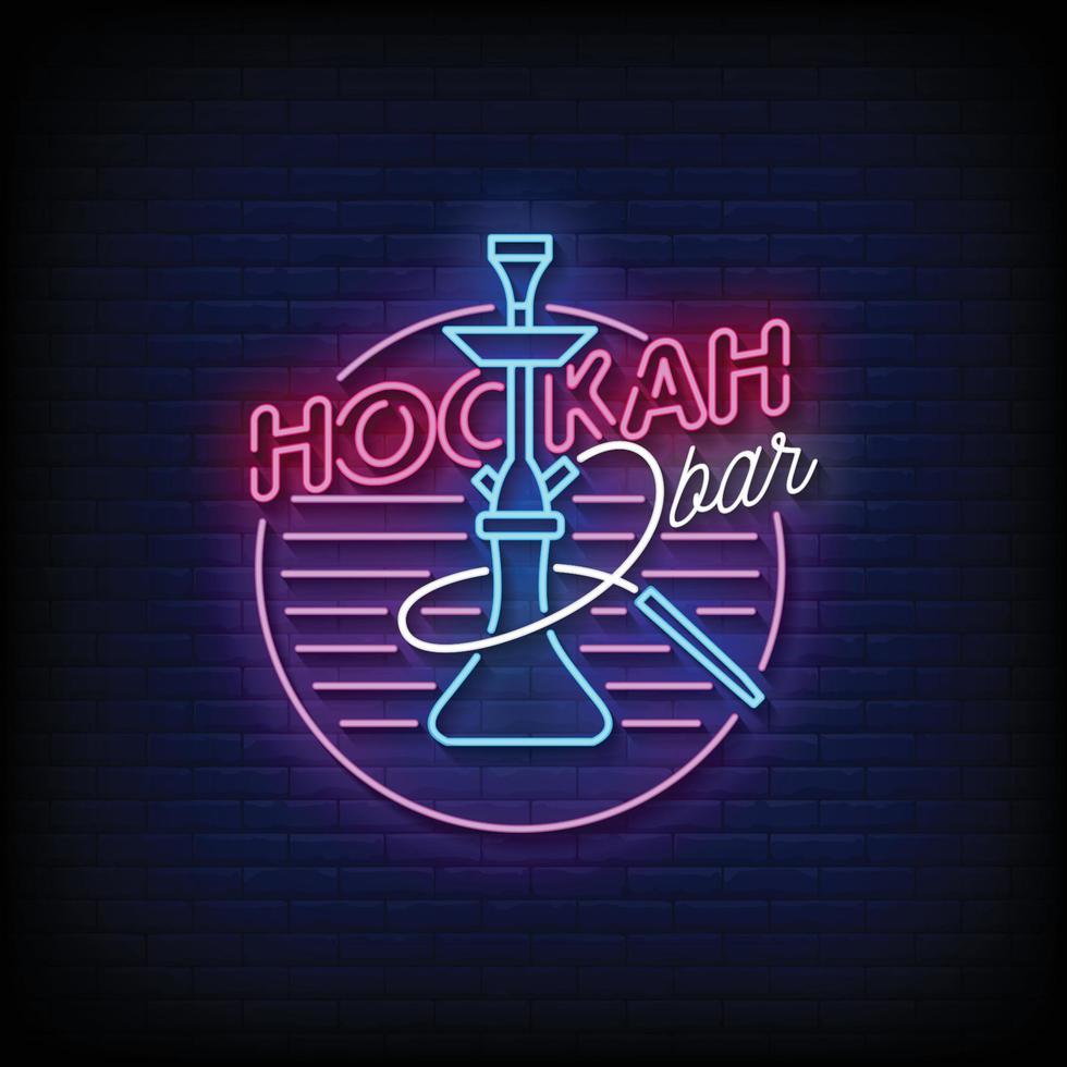 Hookah Bar Neon Signs Style Text Vector
