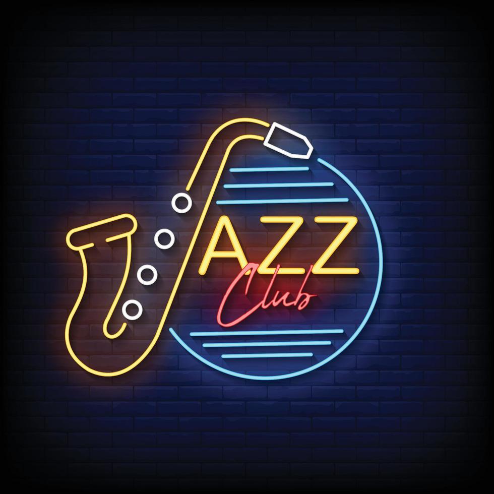 vector de texto de estilo de letreros de neón de club de jazz