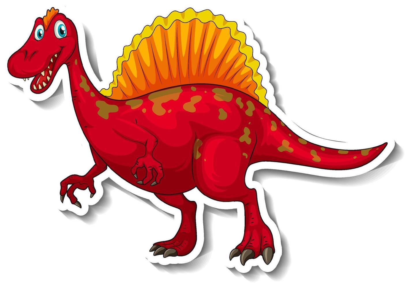 Spinosaurus dinosaur cartoon character sticker vector