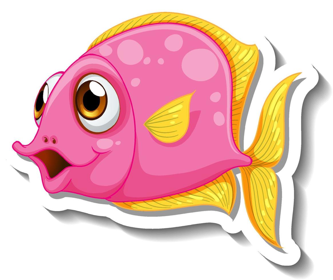 Pegatina de dibujos animados de animales marinos con peces lindos vector