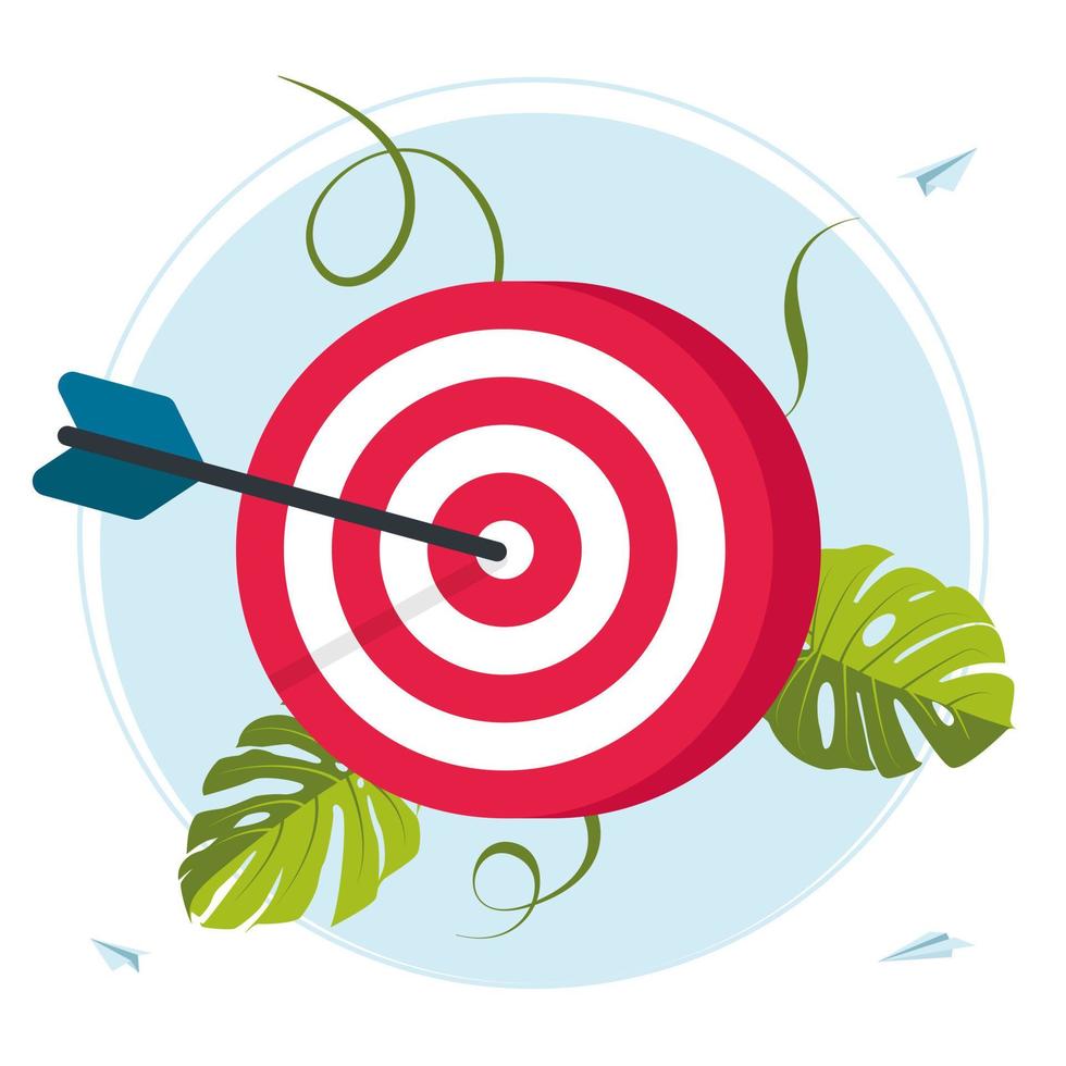 Red dartboard. Business Vision, big target, run to their goal,for web banner, infographics, mobile. move up motivation, target achievement, successful contract teamwork. Vector illustration