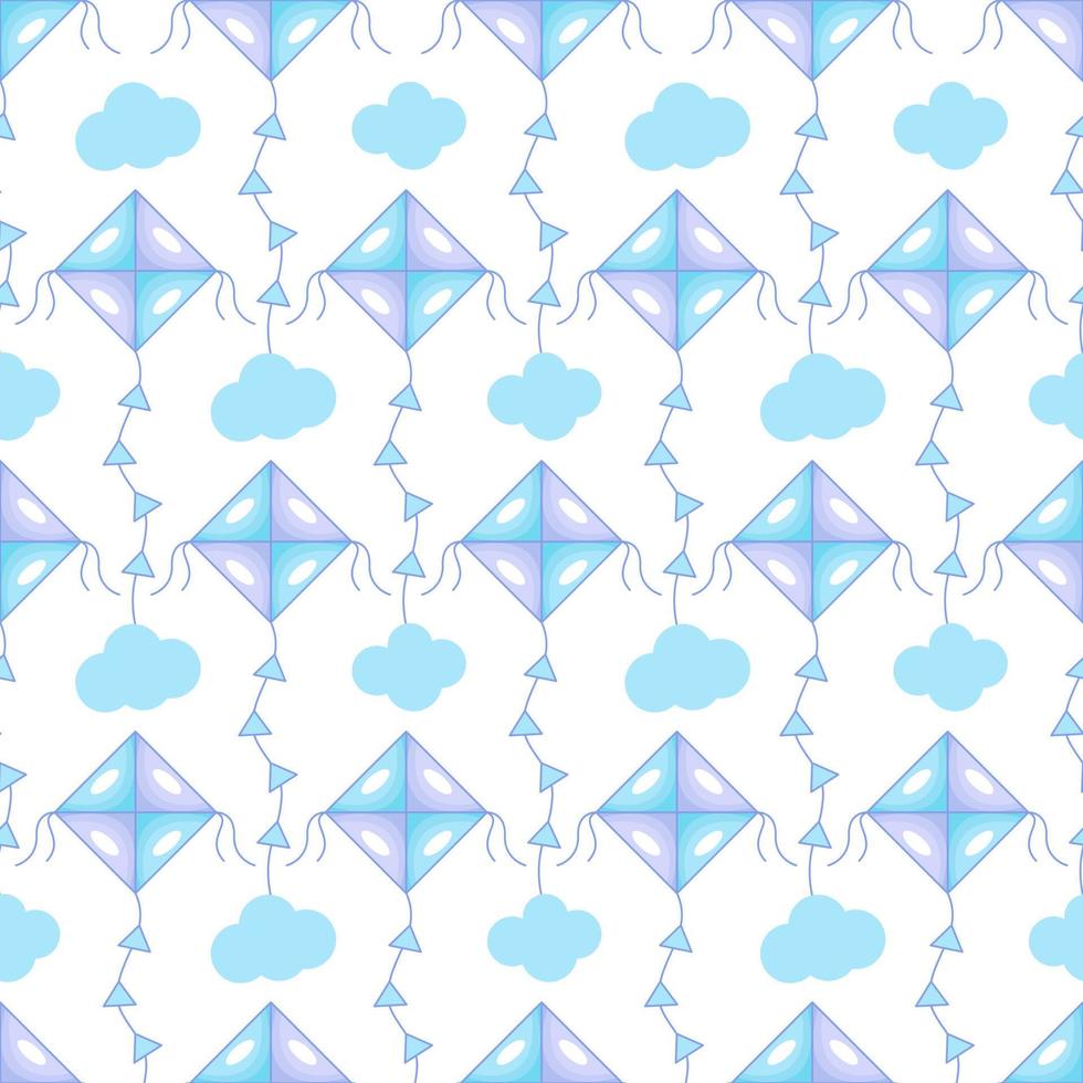 kite pattern. Kites seamless pattern. Flying kites background. Retro fabric style. Vector illustration.