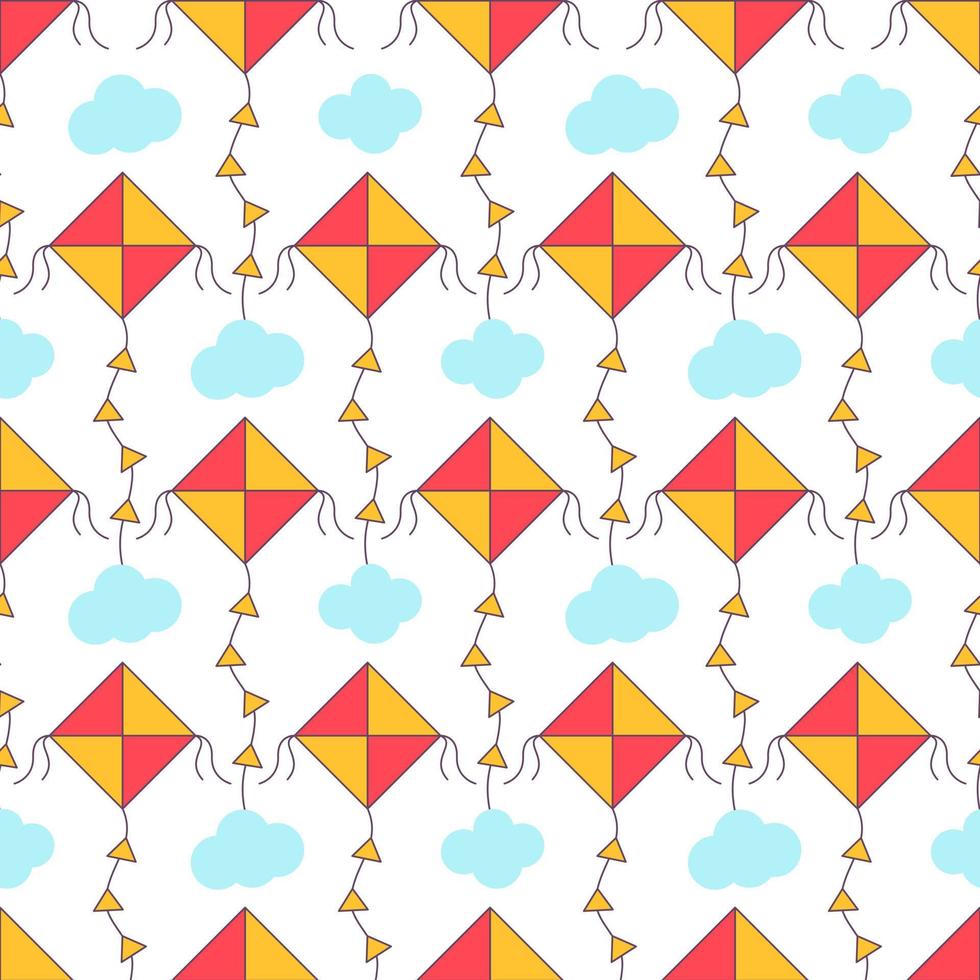 kite pattern. Kites seamless pattern. Flying kites background. Retro fabric style. Vector illustration.