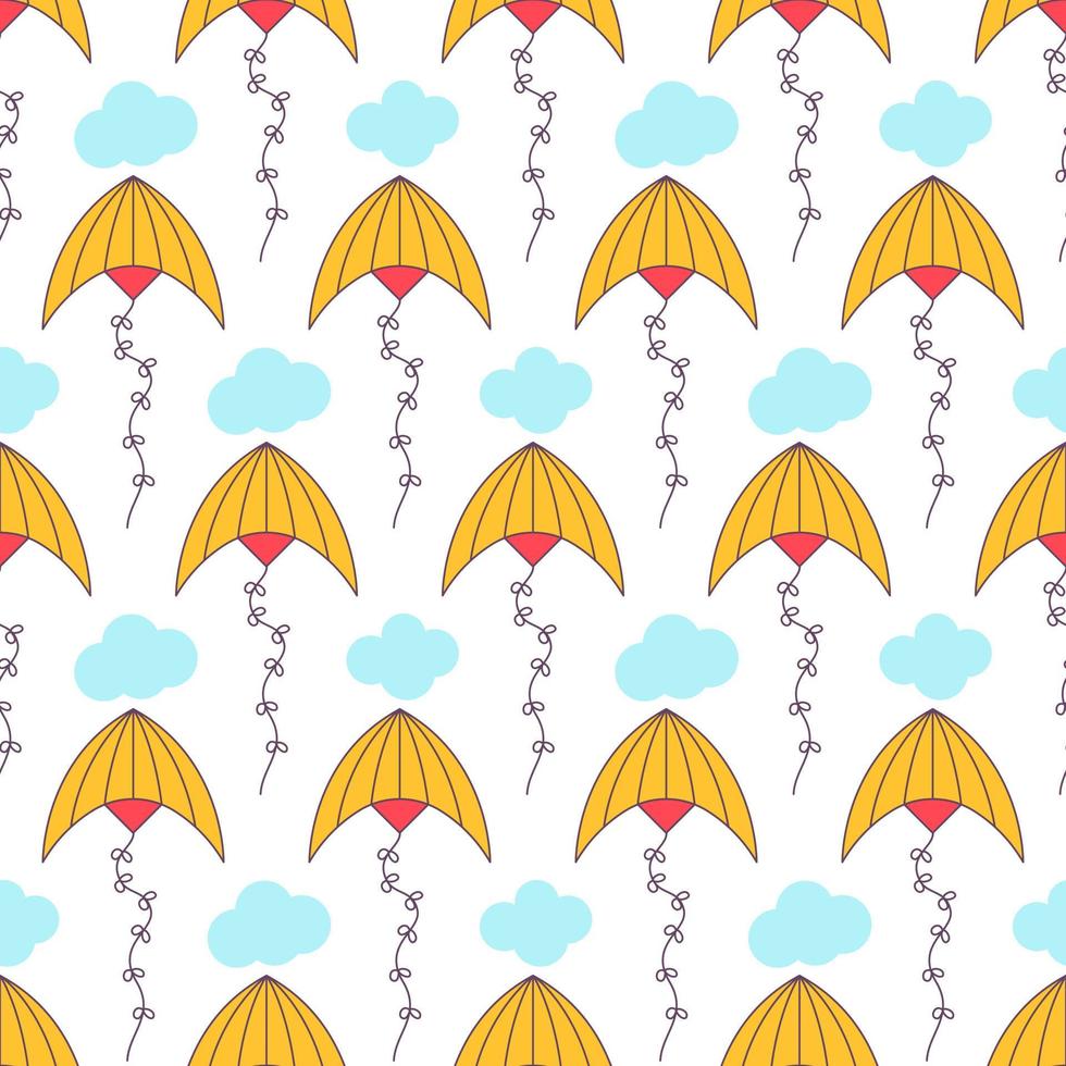 kite pattern. Kites seamless pattern. Flying kites background. Retro fabric style. Vector illustration.