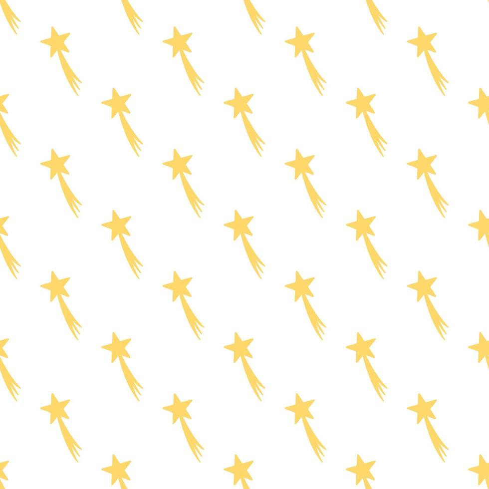 Seamless pattern of stars with a tail. Seamless background with shooting stars. Stars pattern for packaging, background, goods, textiles. Vector illustration
