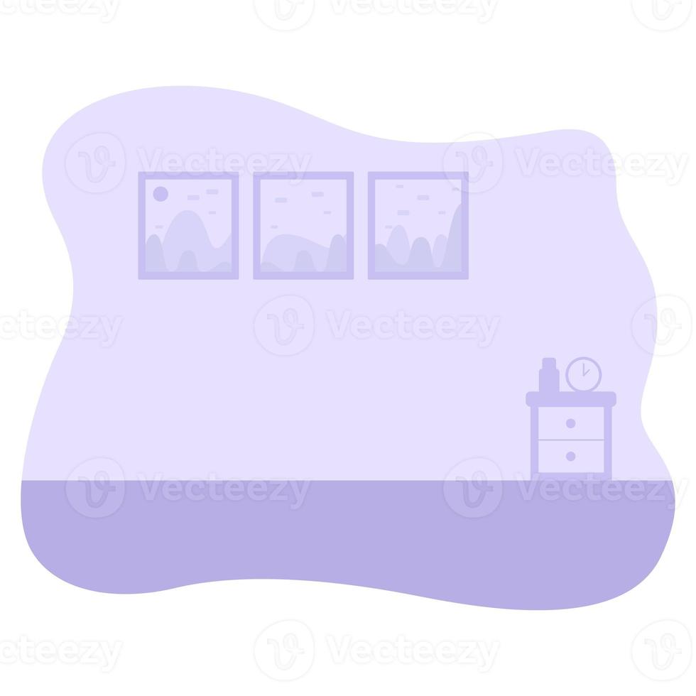 free-form interior template against the background of a picture and a bedside table. Work form home concept background. Vector illustration photo