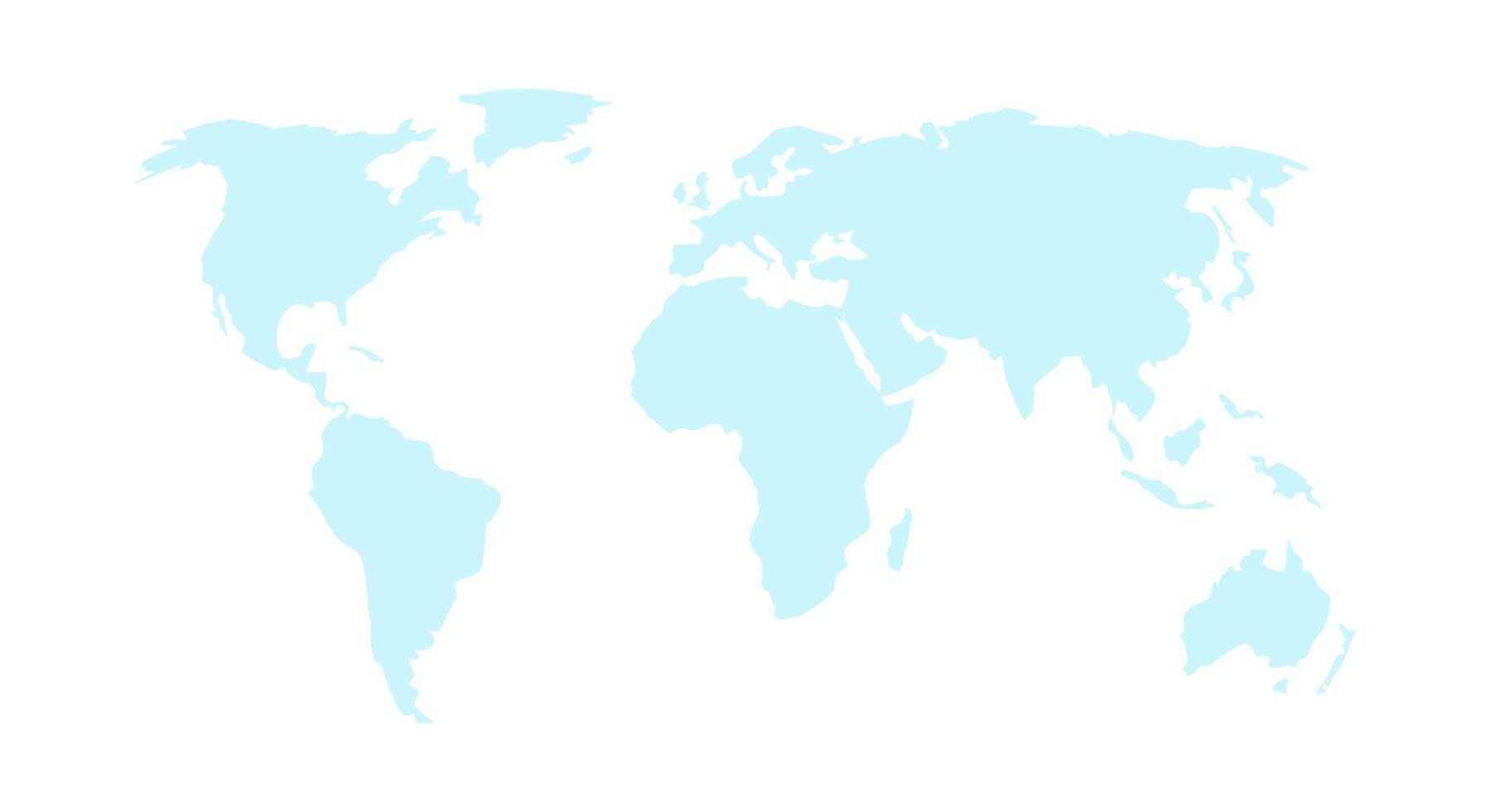 Vector world map on white background. World map template with continents. Flat Earth, blue map template for web site pattern, anual report, inphographics. Vector illustration