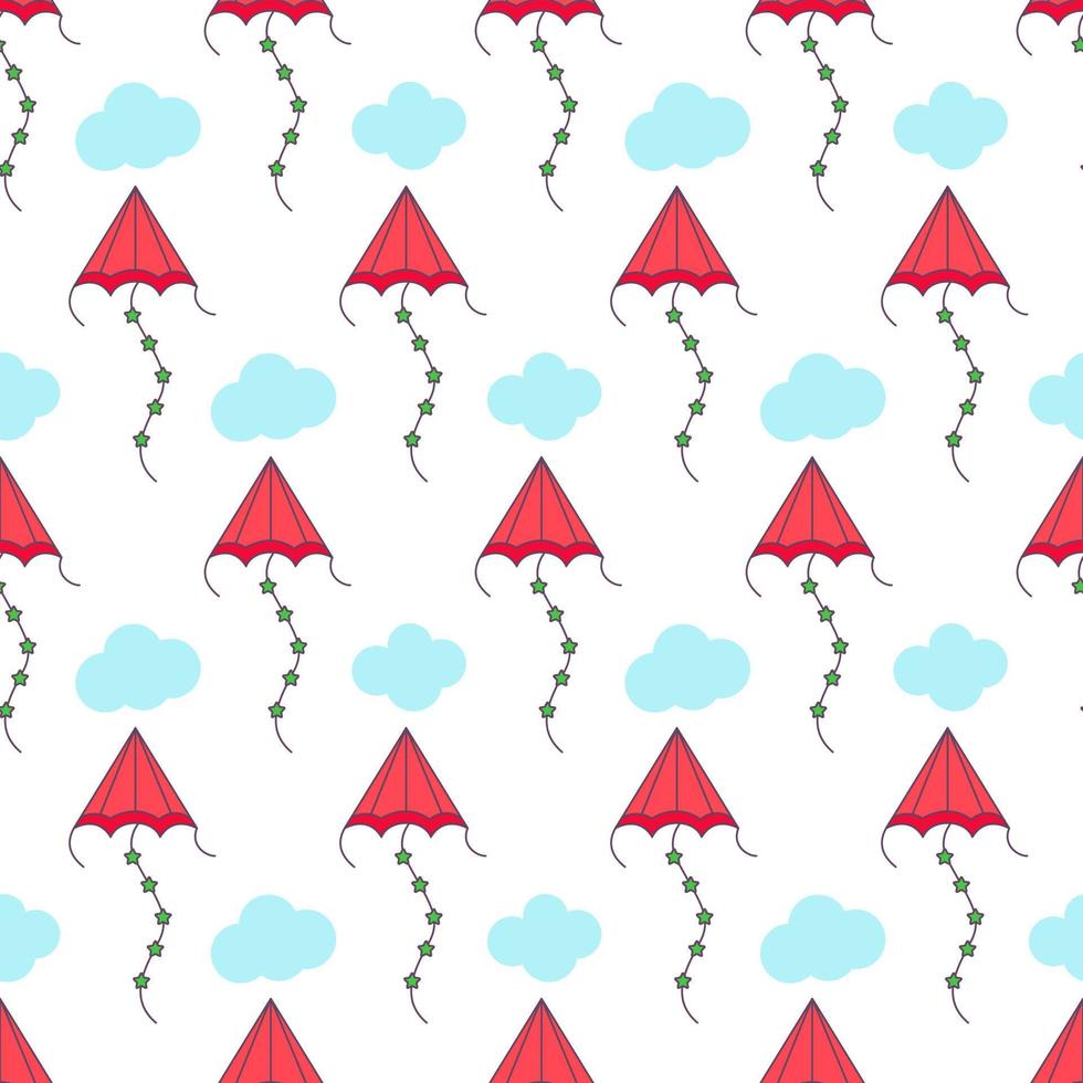 kite pattern. Kites seamless pattern. Flying kites background. Retro fabric style. Vector illustration.