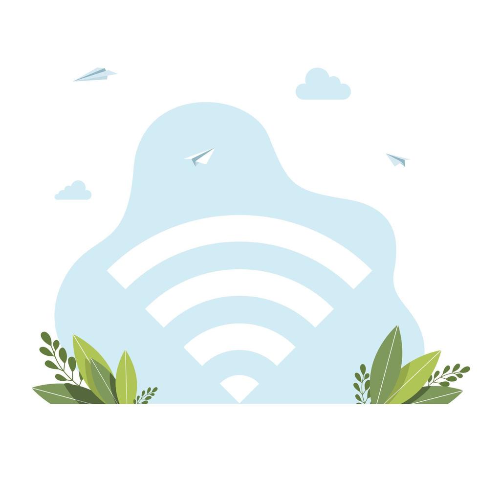 free Wi-Fi. Internet, online, vector illustration. Communication and network concept for banner, website design or landing web page Wifi symbol. Wireless icon. Vector illustration