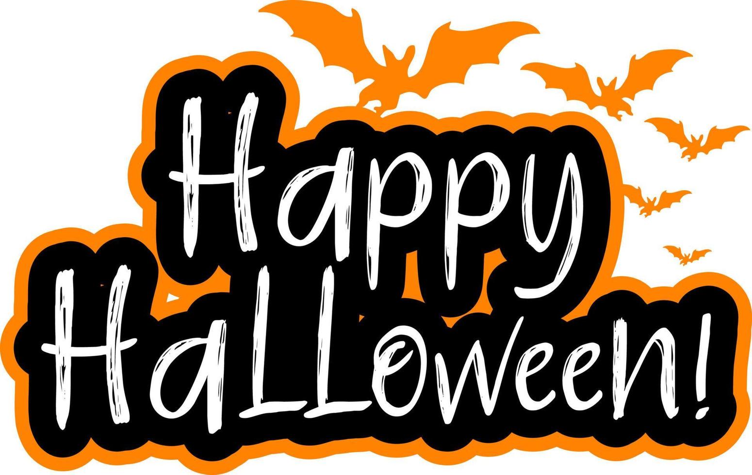 Happy Halloween word logo with bats vector