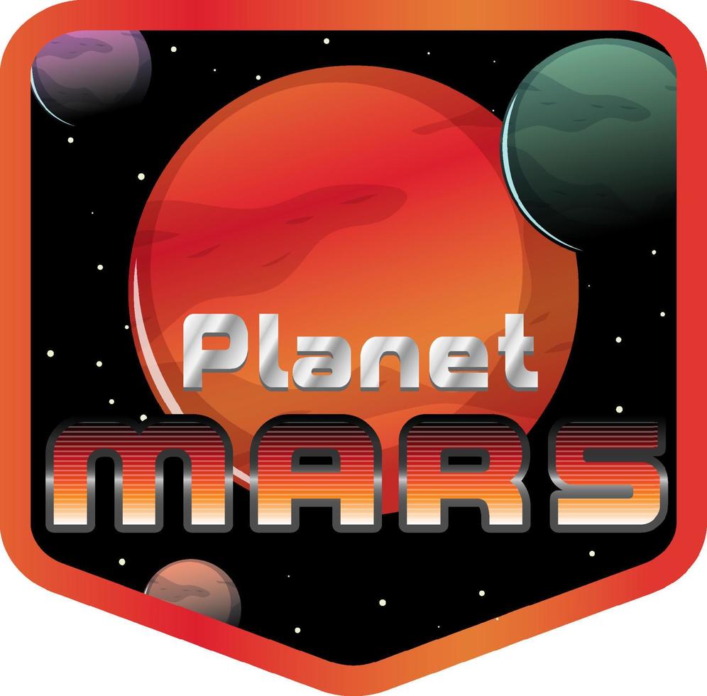 Planet Mars word logo design vector
