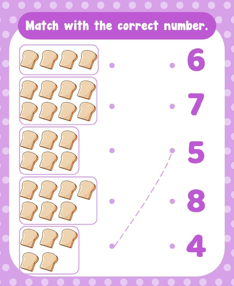 Count and match numbers math worksheet template vector