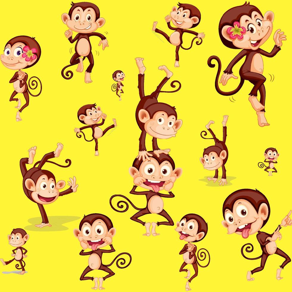 Monkey seamless pattern background vector