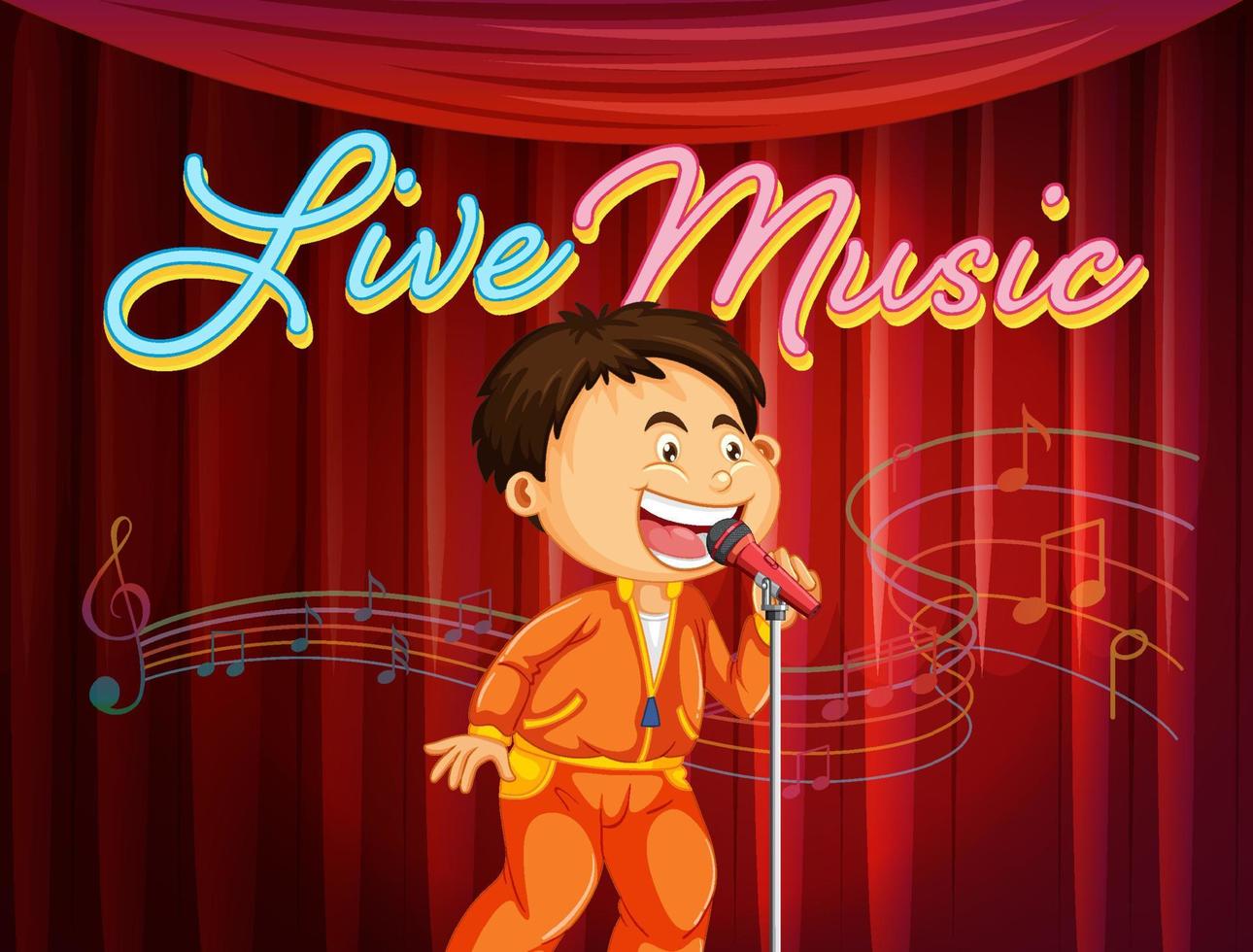 A boy performing singing on stage vector