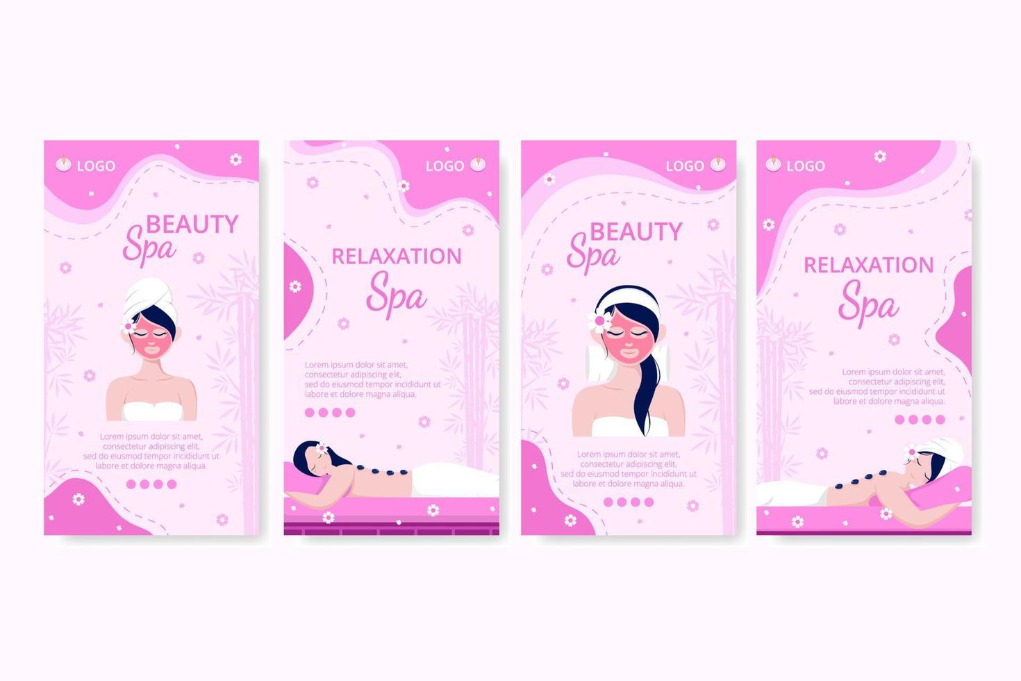 historias de yoga y spa de belleza editables de fondo cuadrado adecuado para redes sociales, alimentación, tarjetas, saludos, anuncios impresos y web en Internet vector