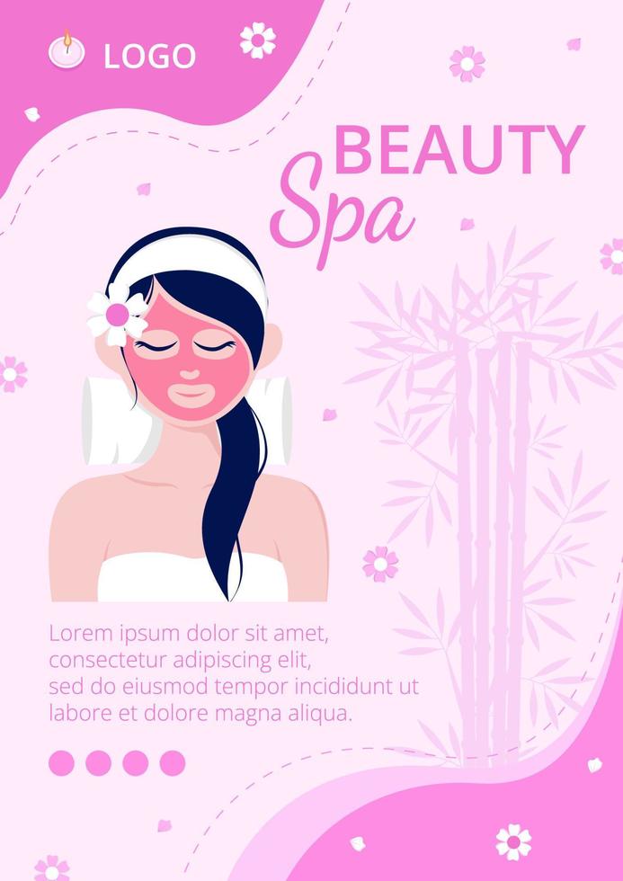 folleto de spa de belleza y yoga editable de fondo cuadrado adecuado para redes sociales, alimentación, tarjetas, saludos, anuncios impresos y web en Internet vector