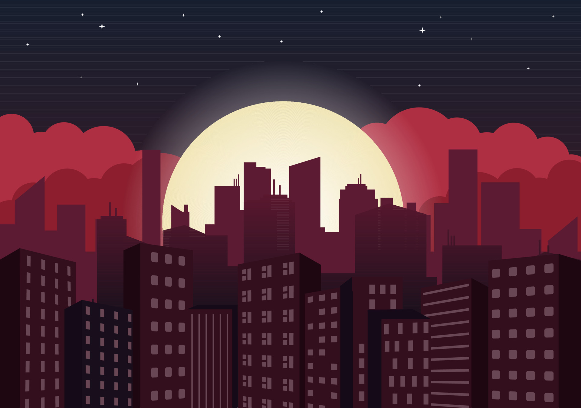 Modern City Landscape Buildings And Architecture Real Estate Silhouette Vector Background Illustration In Line Simple Geometric Flat Style Vector Art At Vecteezy