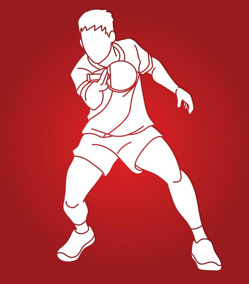 pose de jugador de ping pong o tenis de mesa vector