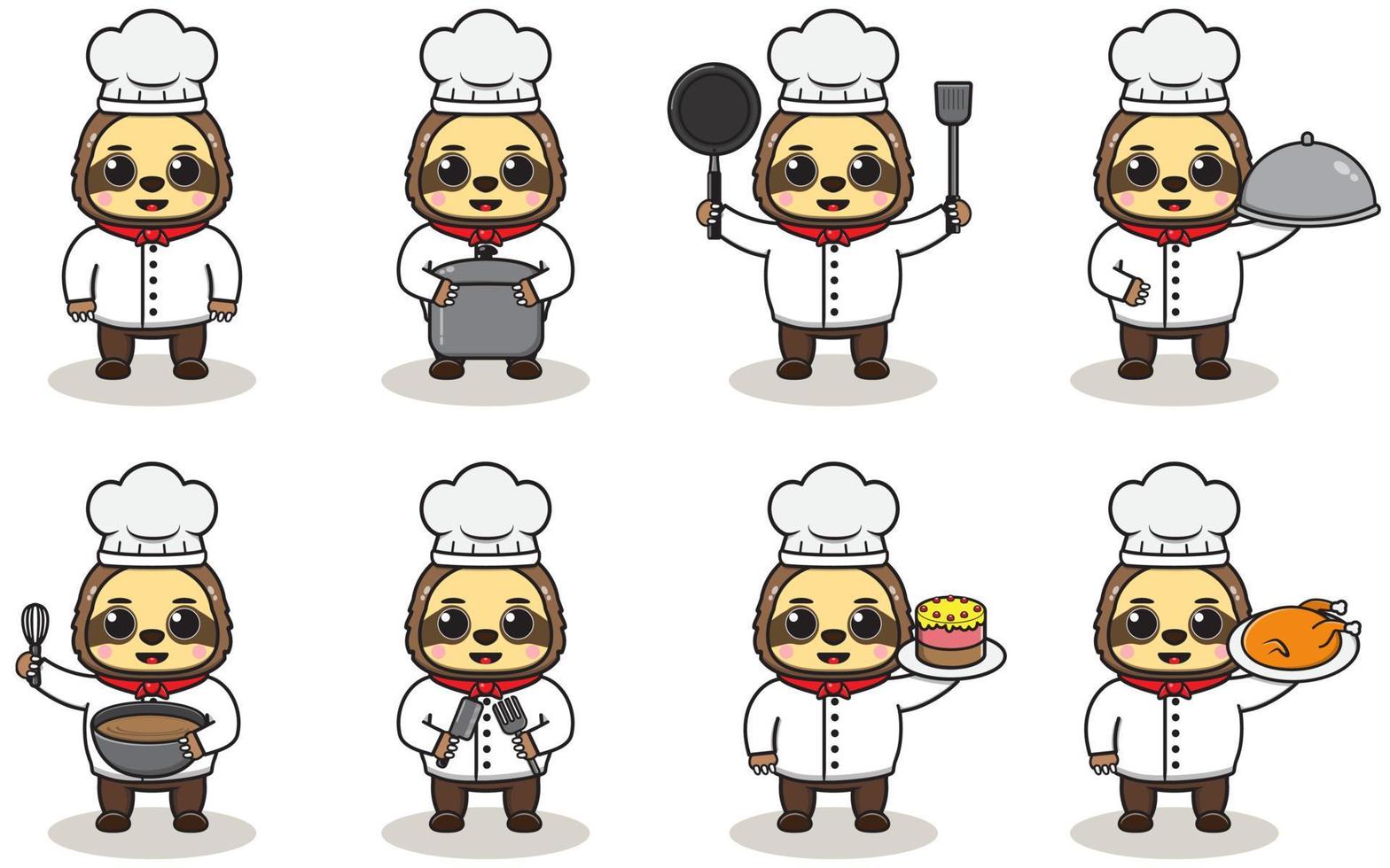 Vector Illustration Of Chef Sloth cartoon