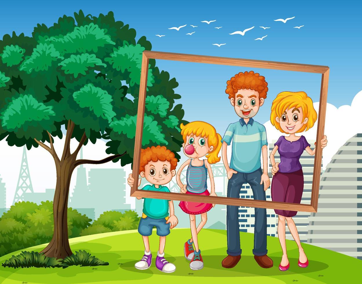 Happy family photo on vacation vector