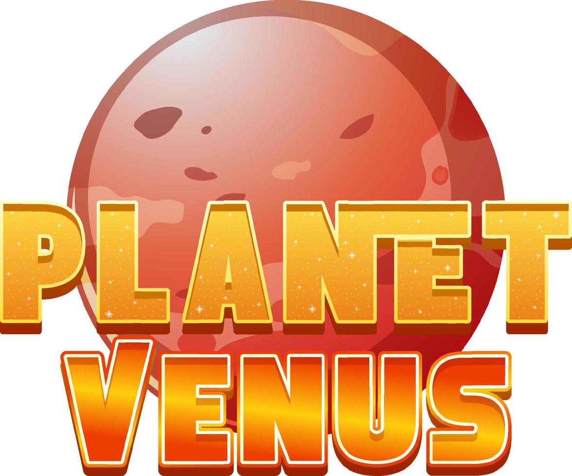 diseño de logotipo de la palabra planeta venus en el planeta vector