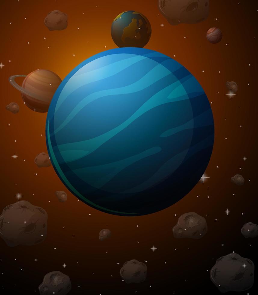 Neptune planet on space background vector