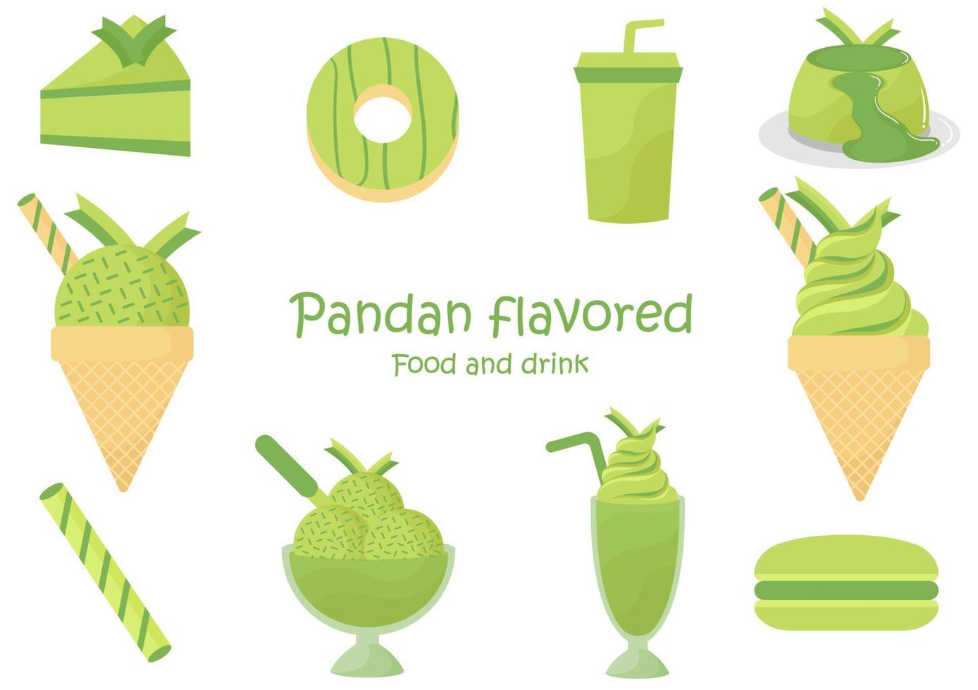comida y bebida con sabor a pandan vector
