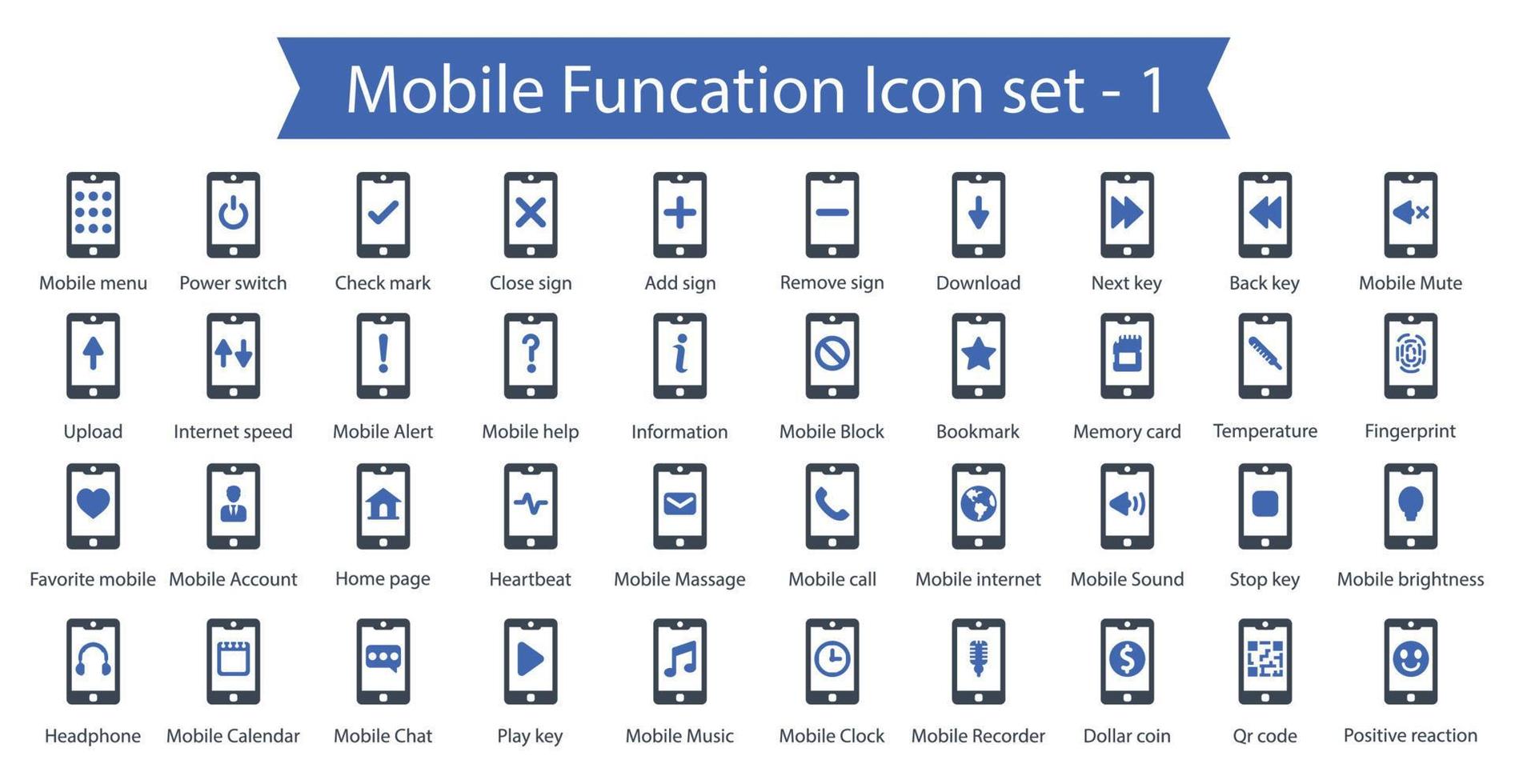 Mobile Funcation Icon Set vector